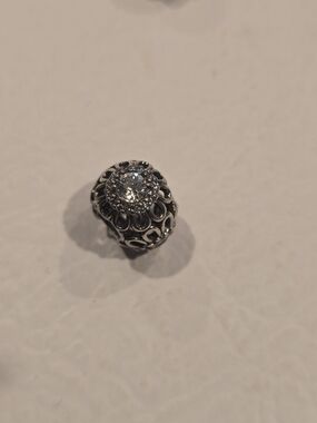 Pandora Silver Floral Charm with Clear Crystal